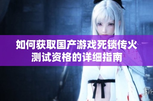 如何获取国产游戏死锁传火测试资格的详细指南