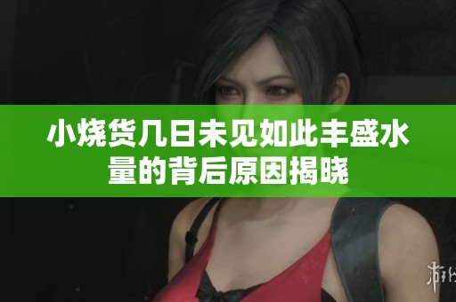 小烧货几日未见如此丰盛水量的背后原因揭晓