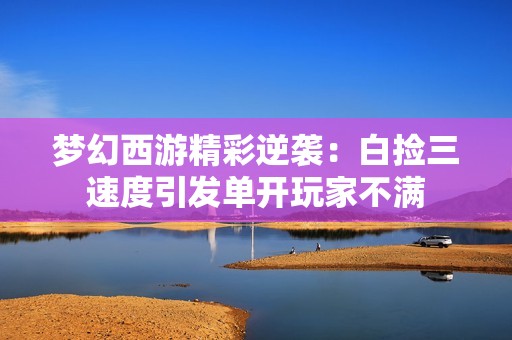 梦幻西游精彩逆袭：白捡三速度引发单开玩家不满