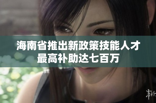 海南省推出新政策技能人才最高补助达七百万