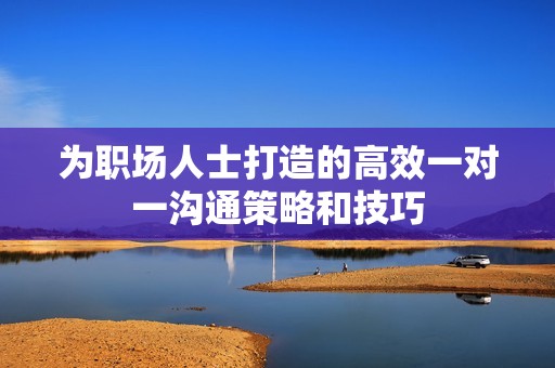 为职场人士打造的高效一对一沟通策略和技巧