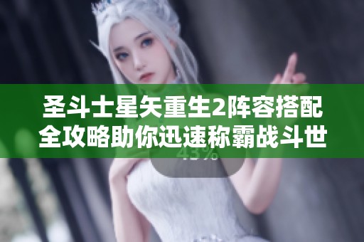 圣斗士星矢重生2阵容搭配全攻略助你迅速称霸战斗世界的终极指南