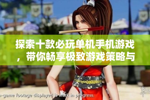 探索十款必玩单机手机游戏，带你畅享极致游戏策略与乐趣的绝佳选择