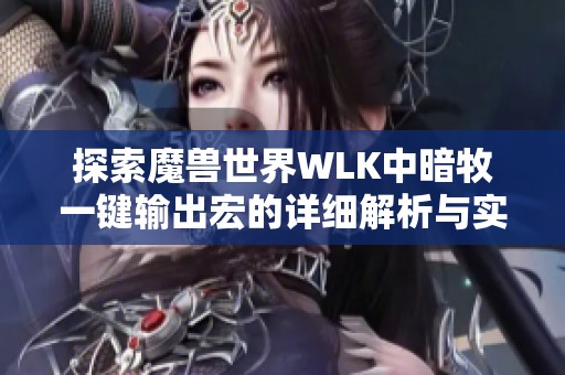 探索魔兽世界WLK中暗牧一键输出宏的详细解析与实用指导