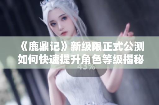 《鹿鼎记》新级限正式公测 如何快速提升角色等级揭秘