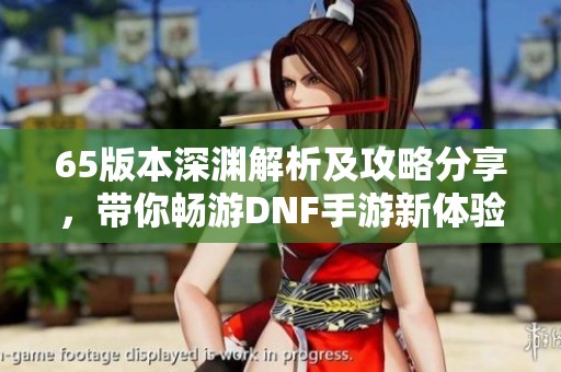 65版本深渊解析及攻略分享，带你畅游DNF手游新体验