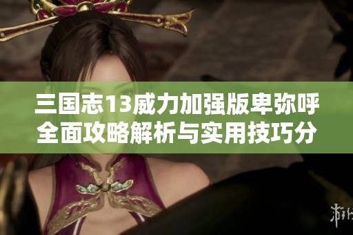 三国志13威力加强版卑弥呼全面攻略解析与实用技巧分享
