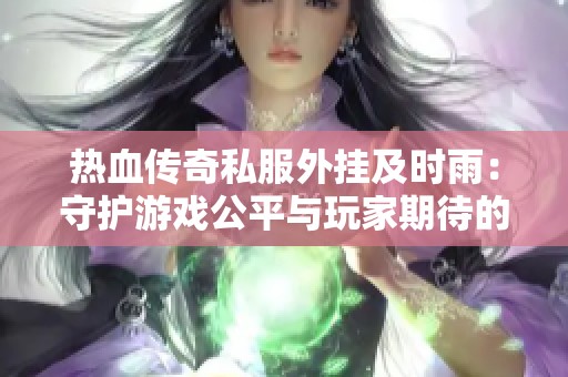 热血传奇私服外挂及时雨：守护游戏公平与玩家期待的中坚力量