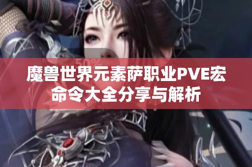 魔兽世界元素萨职业PVE宏命令大全分享与解析