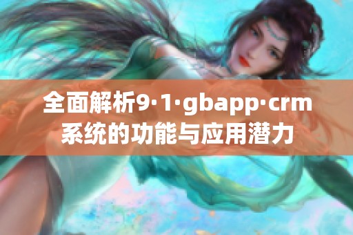 全面解析9·1·gbapp·crm系统的功能与应用潜力