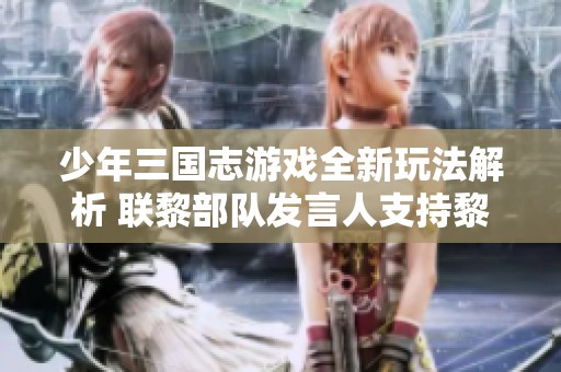 少年三国志游戏全新玩法解析 联黎部队发言人支持黎以合作