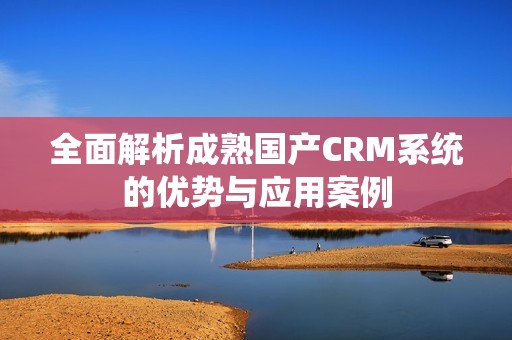 全面解析成熟国产CRM系统的优势与应用案例