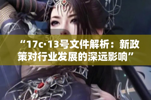 “17c·13号文件解析：新政策对行业发展的深远影响”