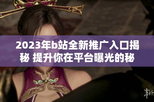 2023年b站全新推广入口揭秘 提升你在平台曝光的秘密技巧